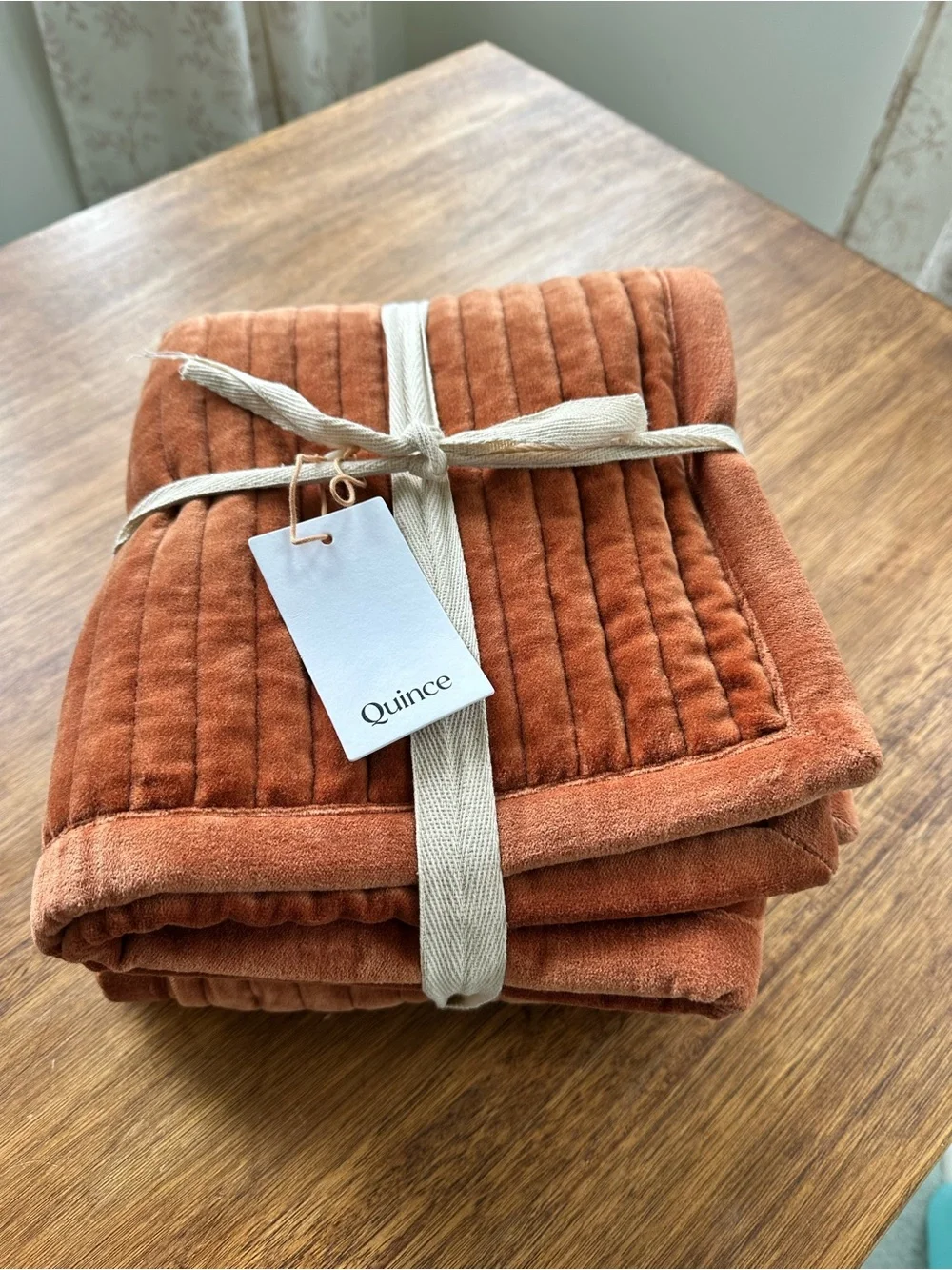 NWOT Quince Cotton Velvet Channel Quilted Sham Set In Terracotta - King